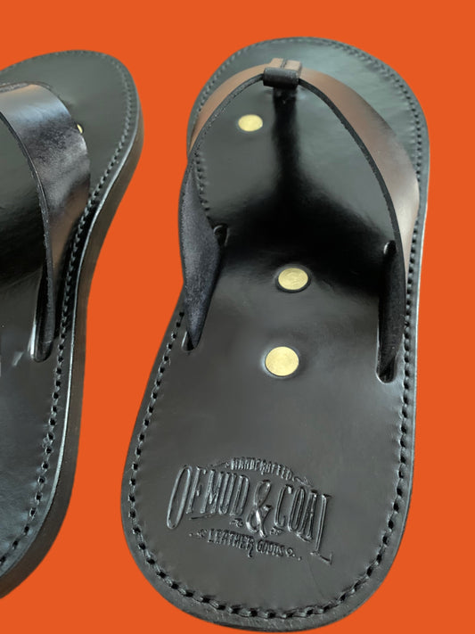 Mens Leather Sandals-Black